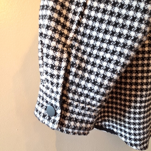 Joie Houndstooth Button Down Women's Boho Casual Shacket Black White Size 1X - Picture 11 of 16